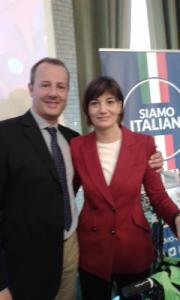 Nella foto Alessandro Albanese con l'europarlamentare Lara Comi ad un incontro a Torino lo scorso 26 novembre