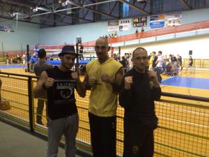 Nella foto il maestro Rocco Miraglia, Mohamed Ismail Abbas Abdelghany (al centro in maglia gialla) e il maestro Guido Colombo manager del team