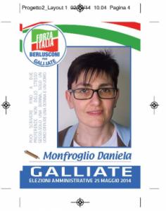 Il santino elettorale di Daniela Monfroglio